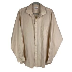 Van Heusen Tan Textured Long Sleeve Button Down Shirt Men's 16.5 - 34/35